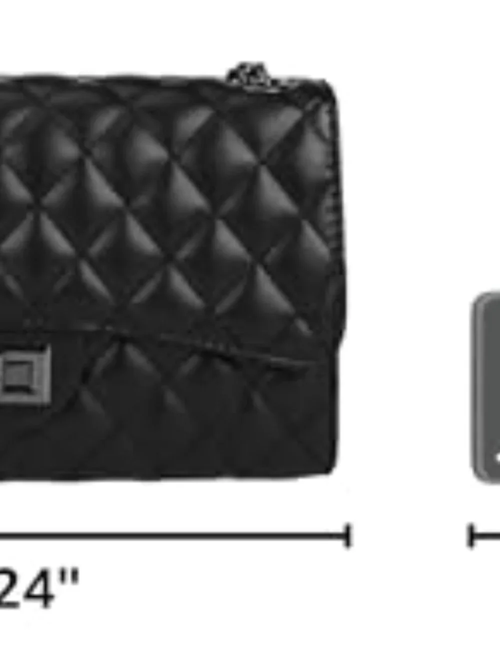 Quilted Crossbody Purse with Chain Strap, Faux Leather, Adjustable Shoulder Bag